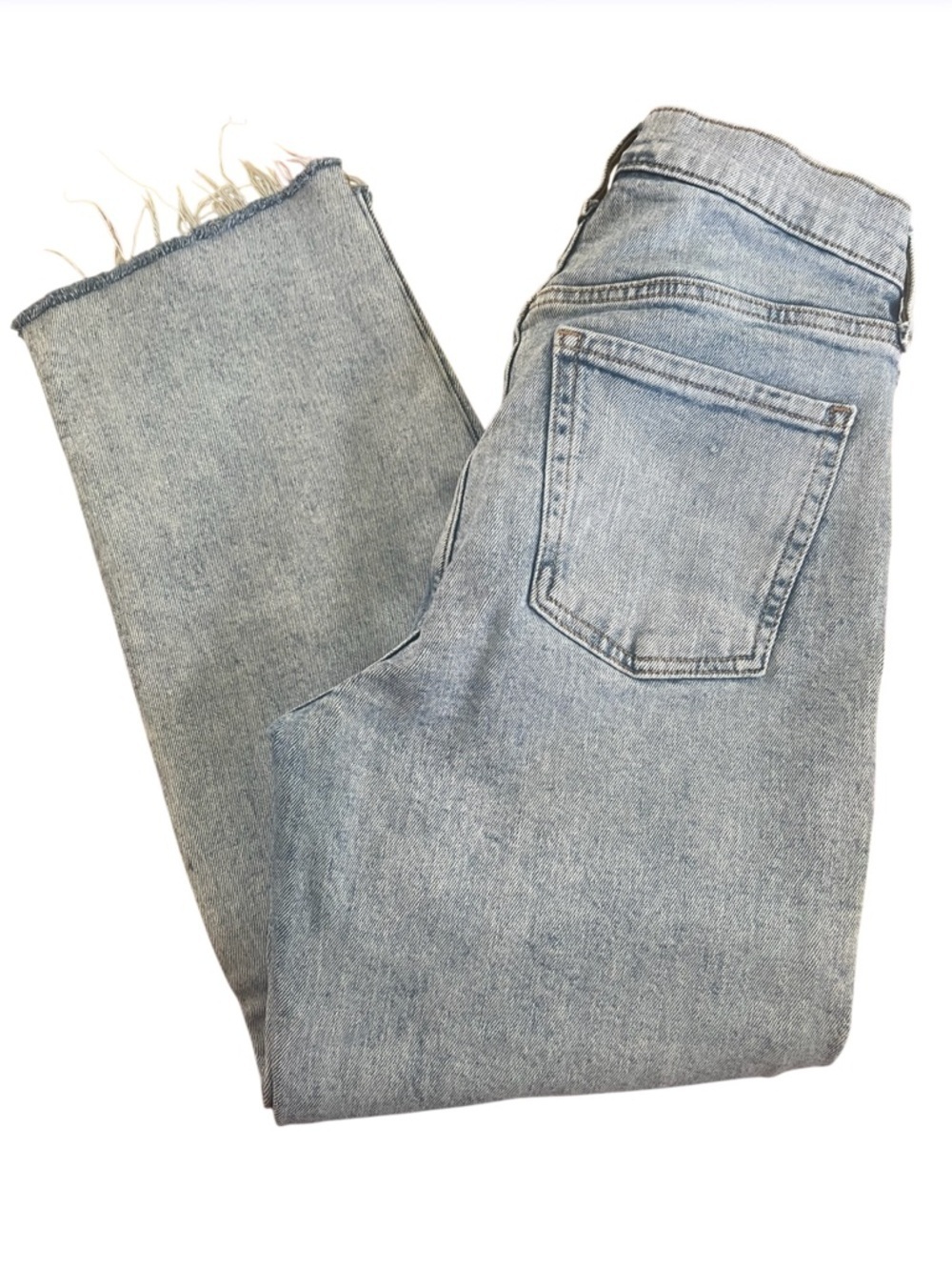 OLD NAVY Light Blue Straight-Leg High-Rise RAW HEM JEANS 👖 - Picture 7 of 7